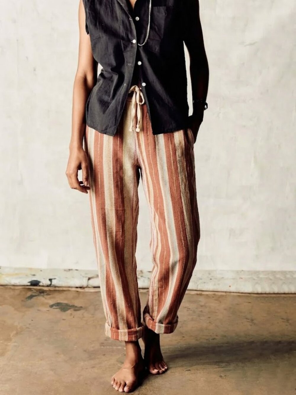 Imogene + Willie Fethiye Pants in Hand-loomed Coastal Stripe size M Boho Beachy